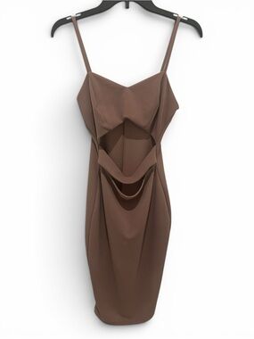 privy Brown Cutout Strap Midi Dress